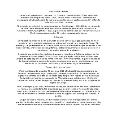 3.1 historia del beisbol