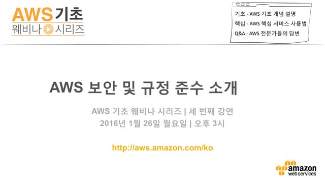 AWS 클라우드 보안 및  규정 준수 소개 (박철수) - AWS 웨비나 시리즈