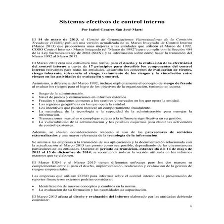 Control Interno - Marco Integrado .- Coso 2013 resumen-ejecutivo | PDF