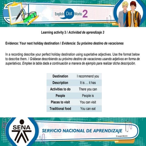 3. Your next holiday destination ACTIVIDAD 3 SEMANA 3 ENGLISH DOT WORKS 2.