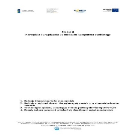 Narzędzia i urządzenia do montażu komputera osobistego