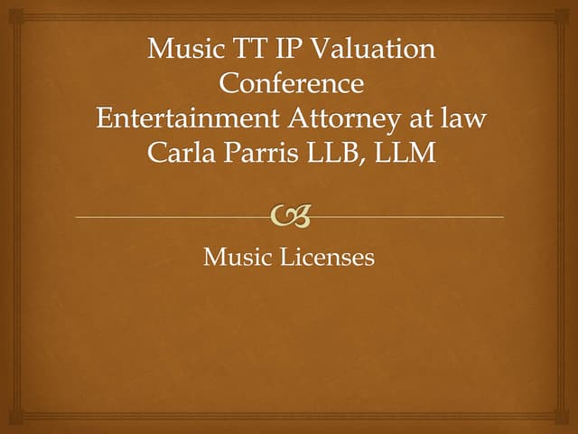 MusicTT IP Valuation - Music Licences.