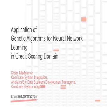  Application of Genetic algorithms for Neural Network Learning - Srdjan Mladj...