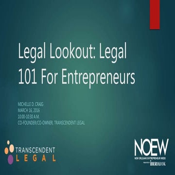 Legal Lookout: Legal 101 for Entrepreneurs