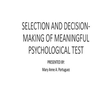 3.1 SELECTION AND DECISION MAKING OF MEANINGFUL PSYCHOLOGICAL TEST