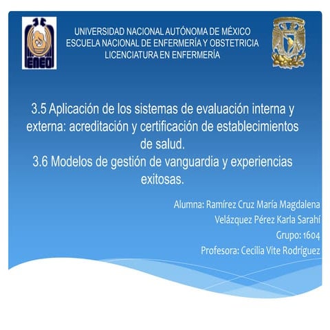 PRESENTACION MODELO UNICO DE EVALUACION DE LA CALIDAD | PPT