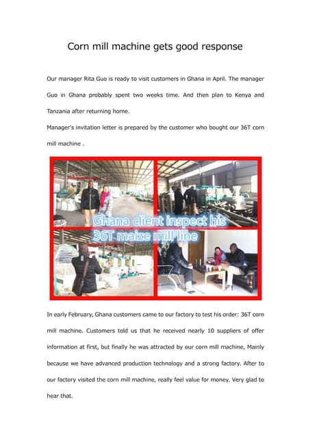 Corn mill machine gets good response