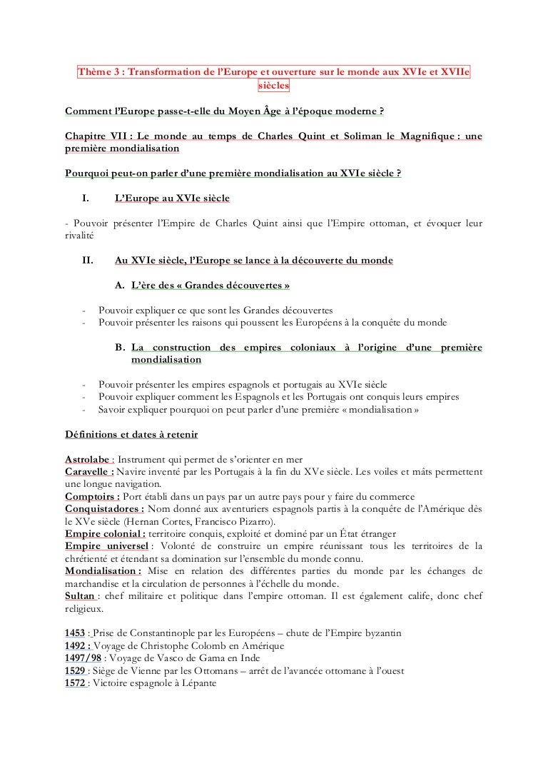Fiche De Révision Le Monde Depuis 1945