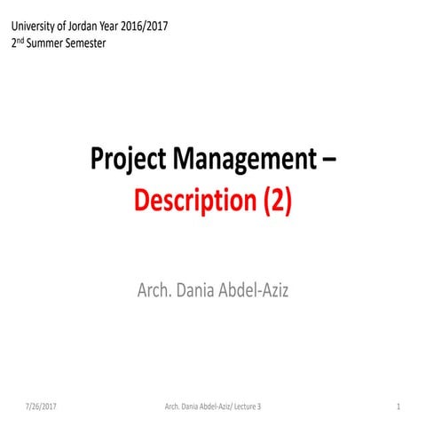 Lecture 3. project management – description (2)
