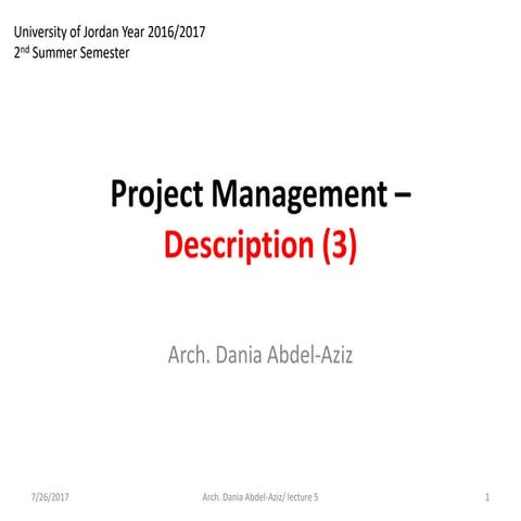 Lecture 3.2. project management – description (3) 
