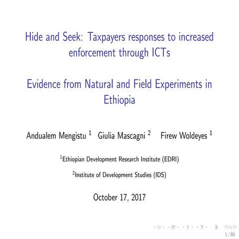 Hide and Seek: Taxpayers responses to increased enforcement through ICTs Evid...