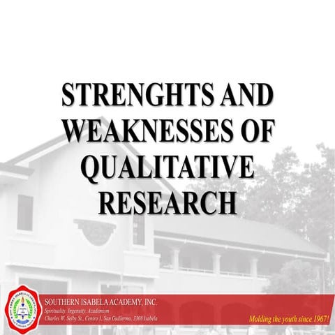 3.2 strengths and weaknesses of qualitative research
