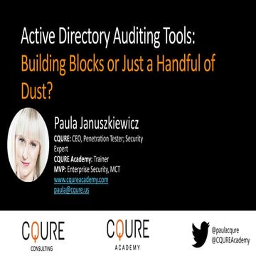 Active Directory Auditing Tools: Building Blocks or just a Handful of Dust?