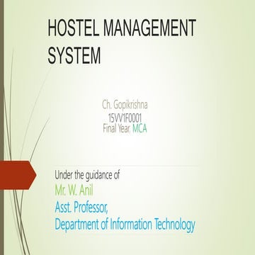 Hostel management system | PPTX