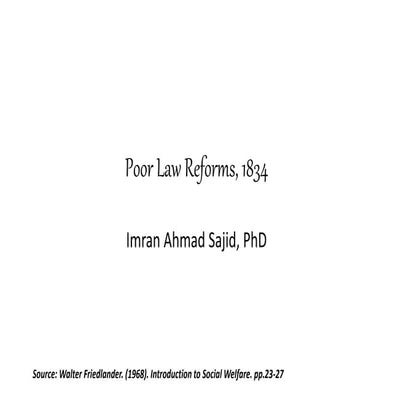 Poor Law Reforms 1834