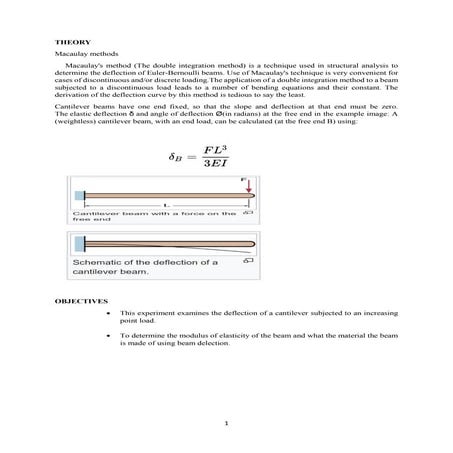 lab report structure deflection of cantilever