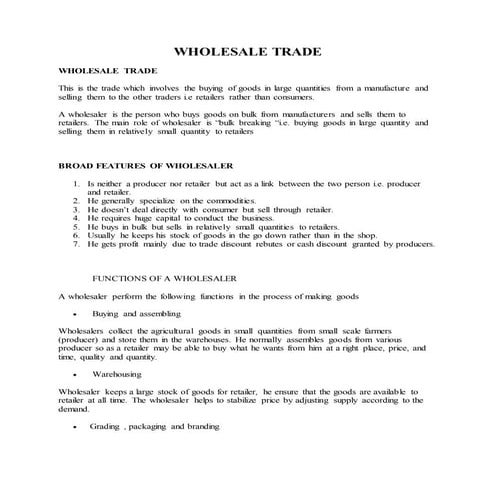 WHOLESALE TRADE 