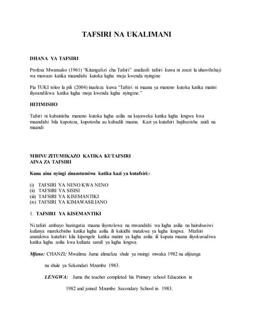 USHAIRI WA KISWAHILI | DOCX