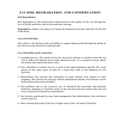 SOIL DEGRADATION AND CONSERVATION