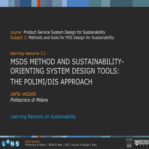 6.1 method for system design for sustainability vezzoli 10-11 (40) | PPT