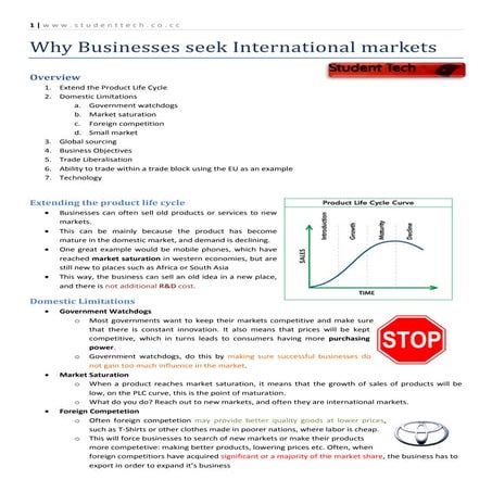 3.1 why businesses seek international markets   short notes