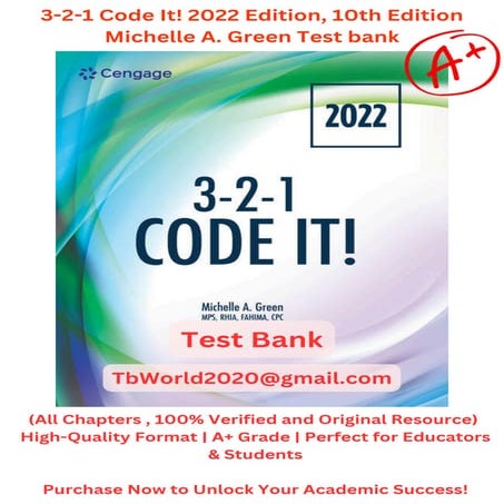 3-2-1 Code It! 2022 Edition, 10th Edition Michelle A. Green Test bank.pdf