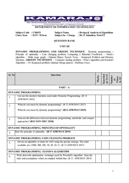 3. cs8451 daa anna univ question bank unit 3