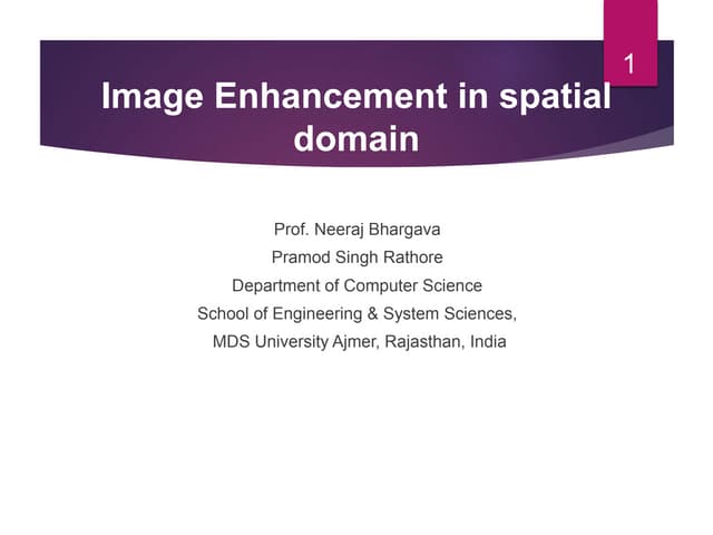 Image enhancement in spatial domain