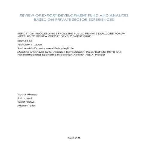 Review of Export Development Fund 