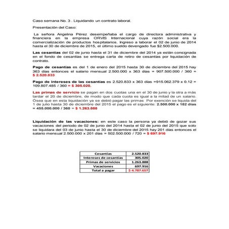 Caso # 3 liquidando un contrato laboral | PDF