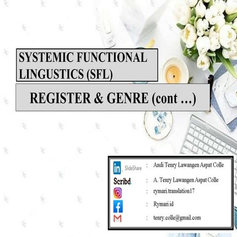 SYSTEMIC FUNCTIONAL LINGUISTICS: REGISTER & GENRE (II)