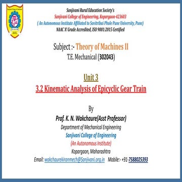 3.2 KINEMATIC ANALYSIS ON GEAR TRAIN
