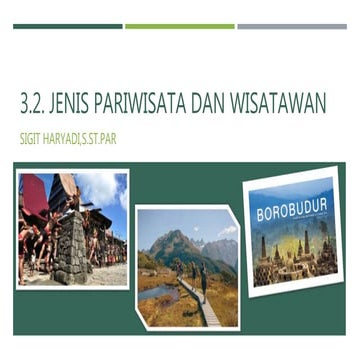 3.2. Jenis Pariwisata dan Wisatawan