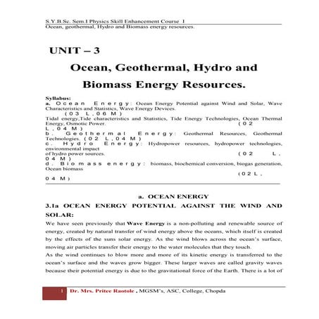 3.ocean, geothermal, hydro and biomass energy resources