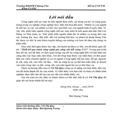 Đề tài: Thiết kế quy trình công nghệ gia công chi tiết càng C12, HAY