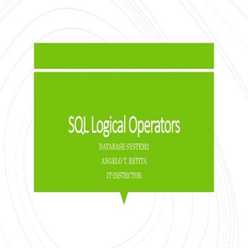 3. sql logical operators | PPTX