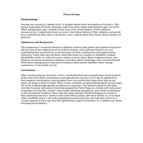 3  focus group summary