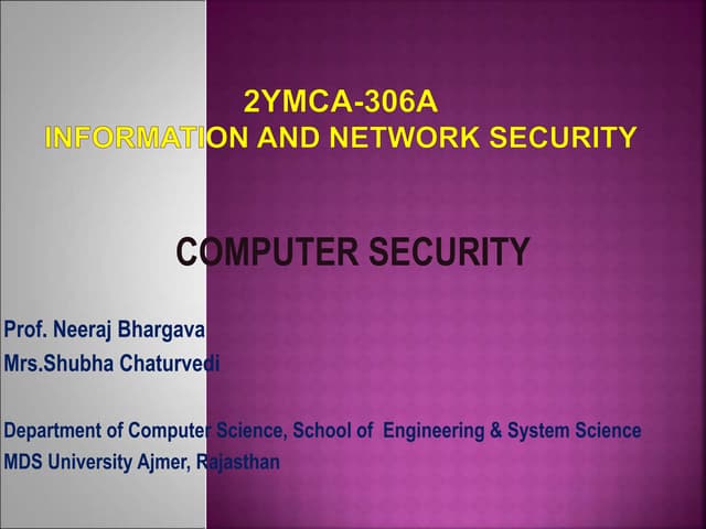 COMPUTER SECURITY