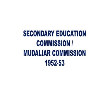Secondary Education Commission / Mudaliar Commission