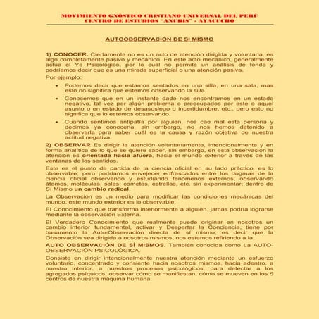 3.  autoobservacion de si mismo