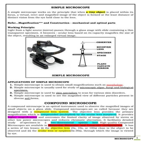 3. Microscope   simple, compound & stereo - Basics