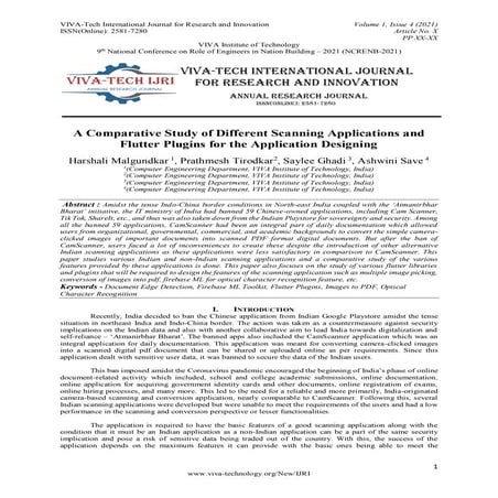 A Comparative Study of Different Scanning Applications and Flutter Plugins fo...