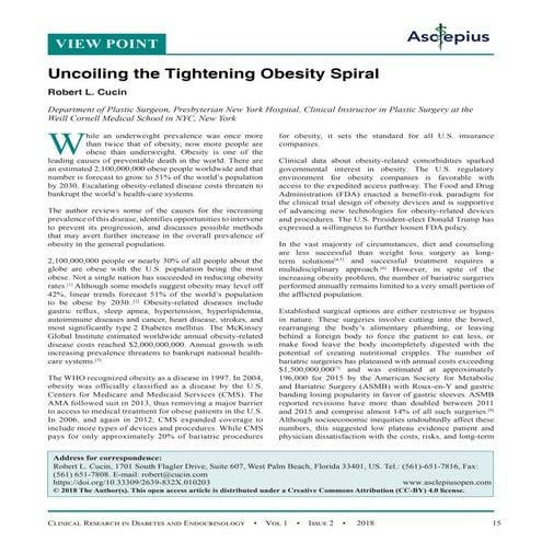 Uncoiling the Tightening Obesity Spiral