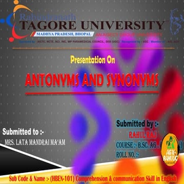 3. antonyms and snonyms  {  b.sc. agriculture }