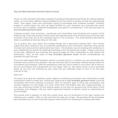 Buy Garments Surplus Lot