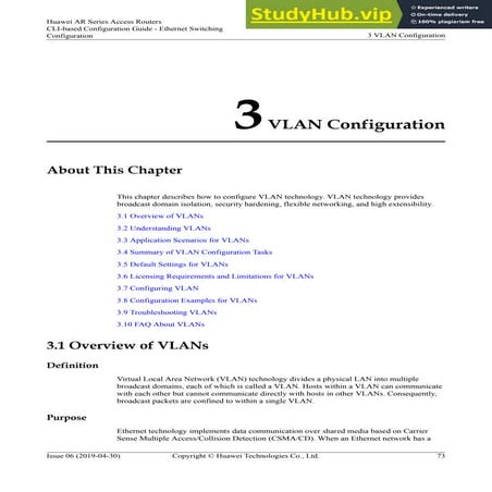 3.1 Overview Of VLANs Definition