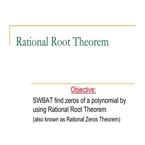 3.3 Rational Root Theorem ppt mathematics 10