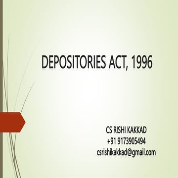 DEPOSITORIES ACT, 1996 - CS Executive - CMSL | PPTX