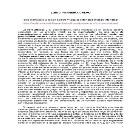 Texto de la exposición de esculturas en relieve “Paisajes exteriores-íntimos-...