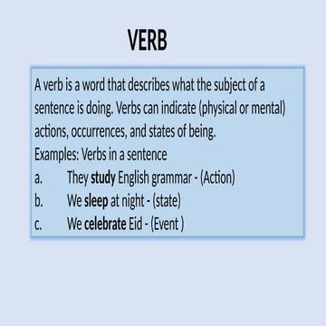 Verb & its types with examples : Grammar